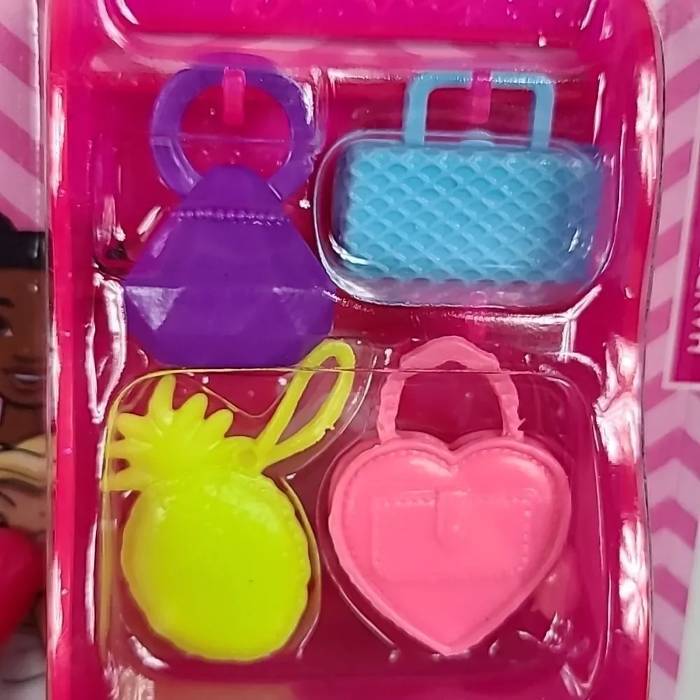 Barbie Doll 5pc Handbag Pack Pineapple Heart Purse Bag Princess Accessories NIB
